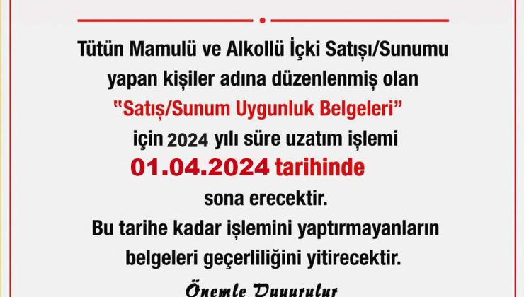 Tütün mamulü ve alkol içki satış belgelerinin 2024 bedelleri belli oldu