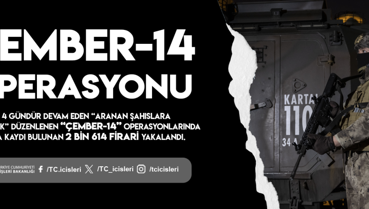 “ÇEMBER-14” Operasyonlarında 2 Bin 614 Firari Yakalandı