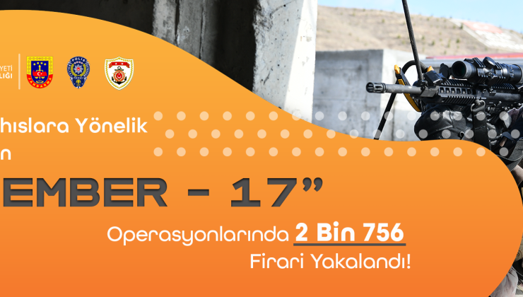 “ÇEMBER-17” Operasyonlarında Arama Kaydı Bulunan 2 Bin 756 Firari Yakalandı