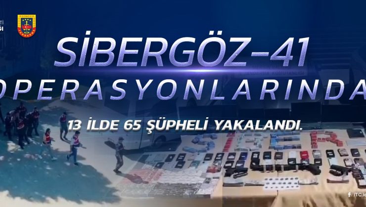 “SİBERGÖZ-41” operasyonlarında 65 şüpheli yakalandığını açıkladı.