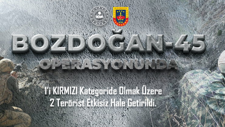 Bozdoğan-45 Operasyonunda 1’i Kırmızı Kategoride Aranan 2 Terörist Etkisiz Hale Getirildi