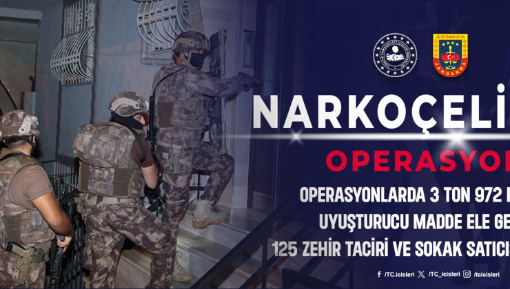 NARKOÇELİK-40″ Operasyonlarında 3 Ton 972 Kilogram Uyuşturucu Madde Ele Geçirildi